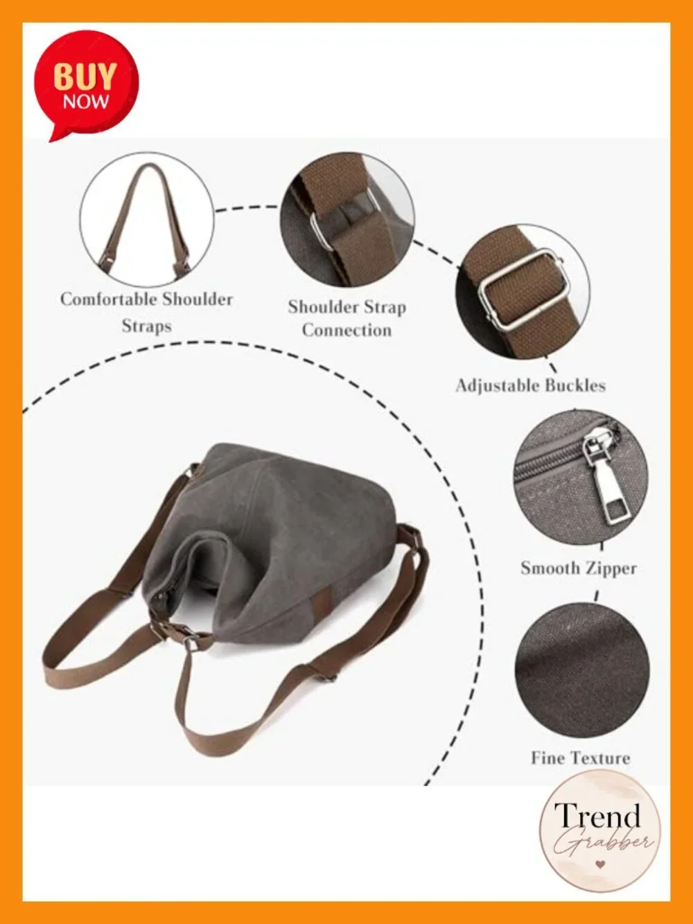 Women Canvas Backpack Shoulder Bag Large Capacity Daypack Tote